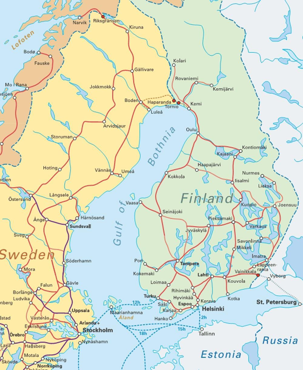 Finsko vlak mapě