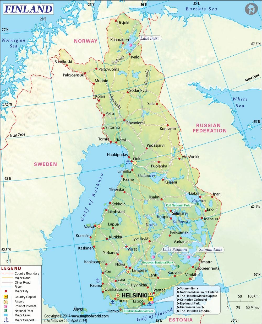 Mapa Finska geografie