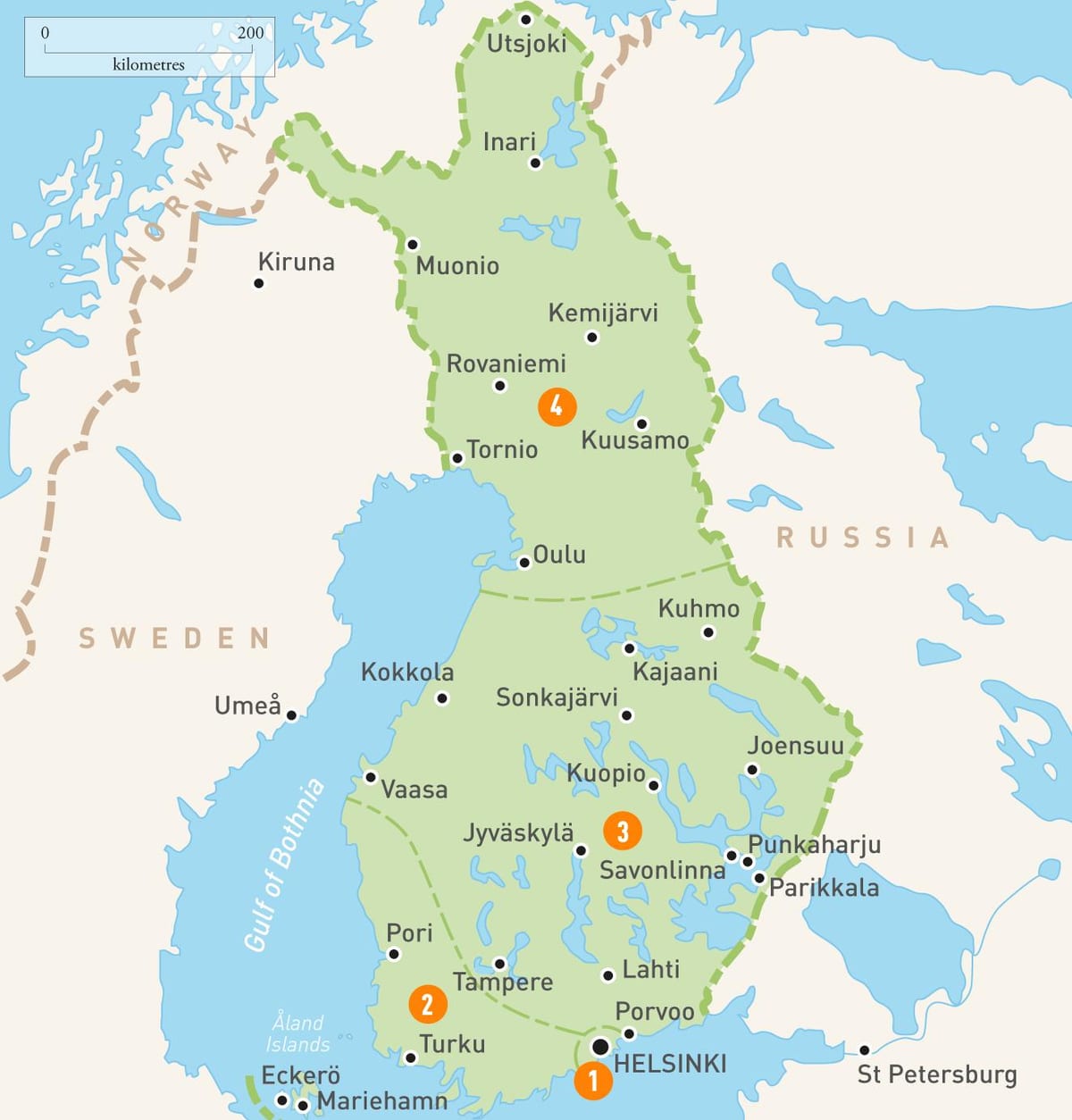 Mapa Finska jezera