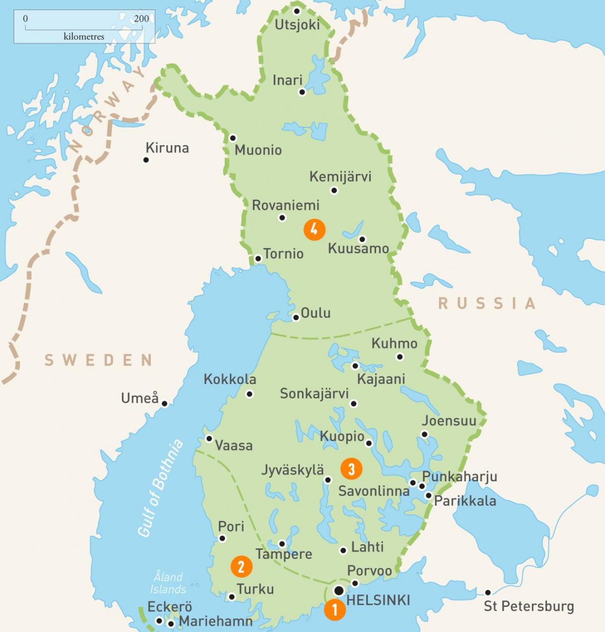 Mapa Finska jezera