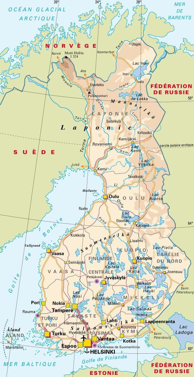 Mapa Finska národní parky