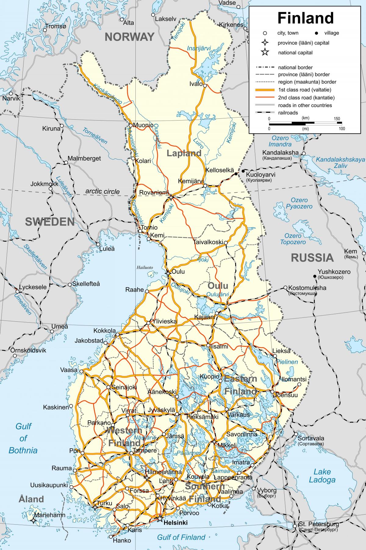 Mapa Finska politické