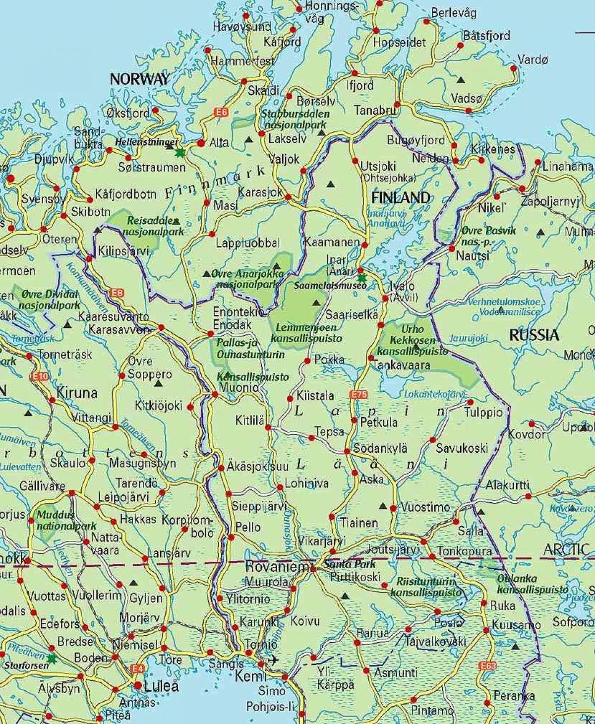 mapa Finska a laponska