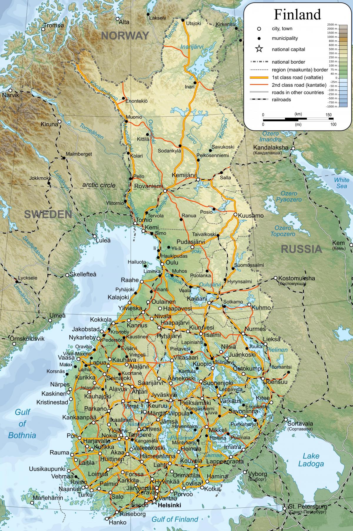 Mapa podrobná mapa Finska