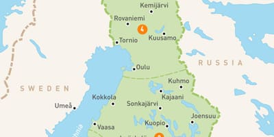 Mapa Finska jezera