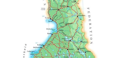 Mapa Finska nadmořská výška