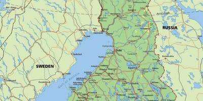 Mapa polárním kruhem ve Finsku