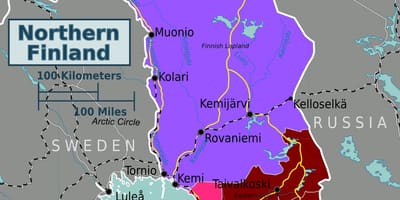 Mapa severní Finsko